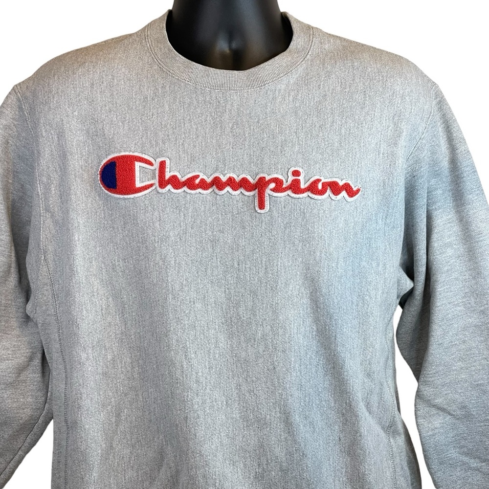 Vintage Champion Reverse Weave Gray Spell Out Mens Size Large Sweatshirt 90s